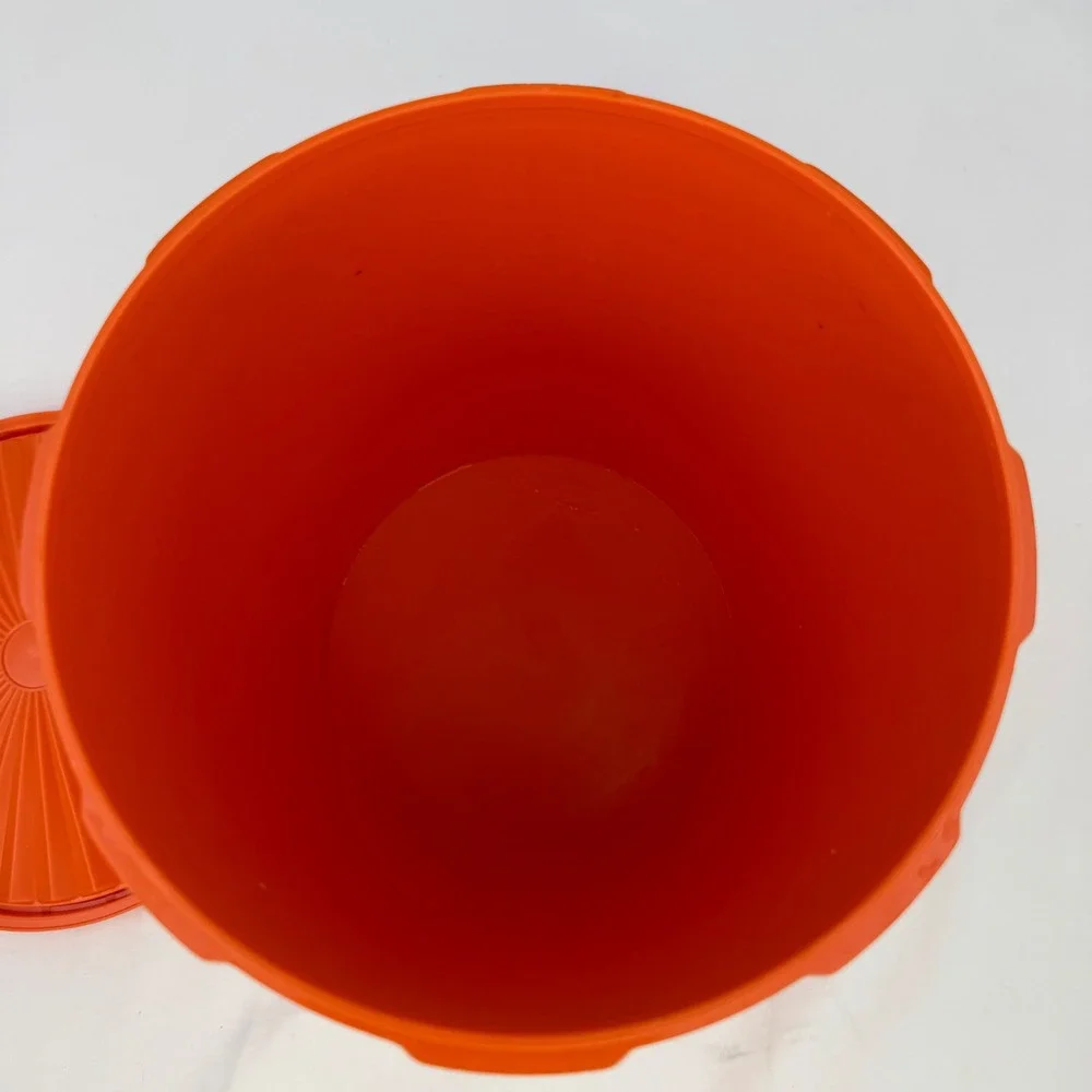 Vintage Tupperware Orange Servalier Canister Sunburst Lid 805-3 Retro Kitchen